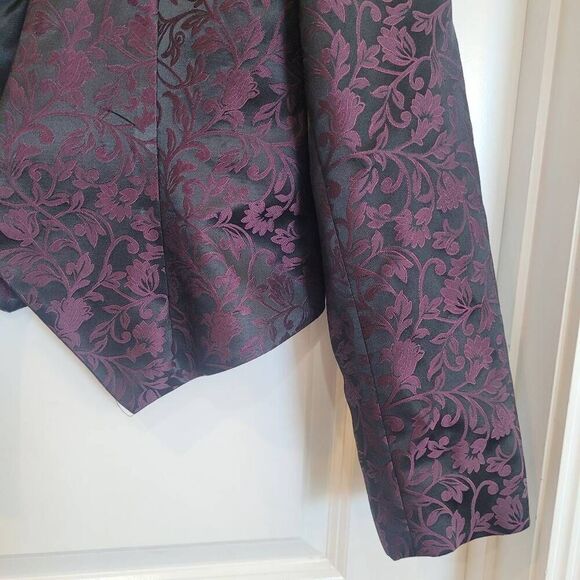 Longhorn Vintage Women's Burgundy/Black/Gold Acetate/Poly Horse Western Wear Jac - Picture 8 of 13